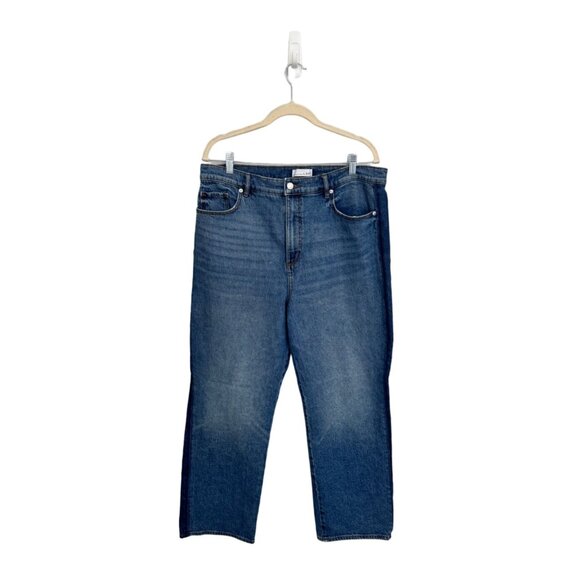 LOFT Denim - Loft medium wash straight leg jeans side panel contrast size 14